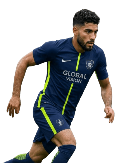 Jugador GOL Ventures MX en kit navy y verde lima